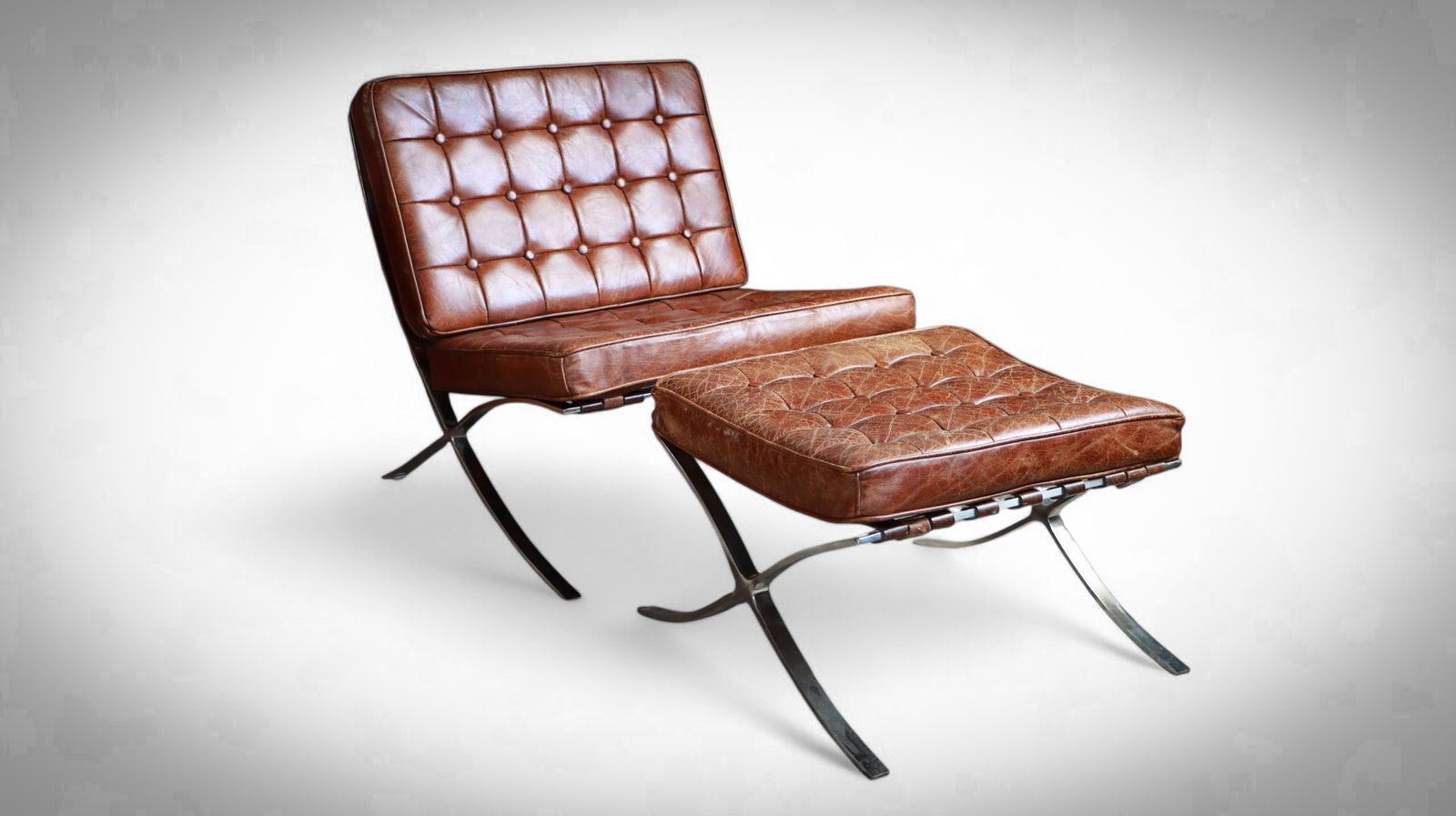 Halo Timothy Oulton Barcelona Mies Vander Rohe Style Armchair Footstool Leather photo furniture
