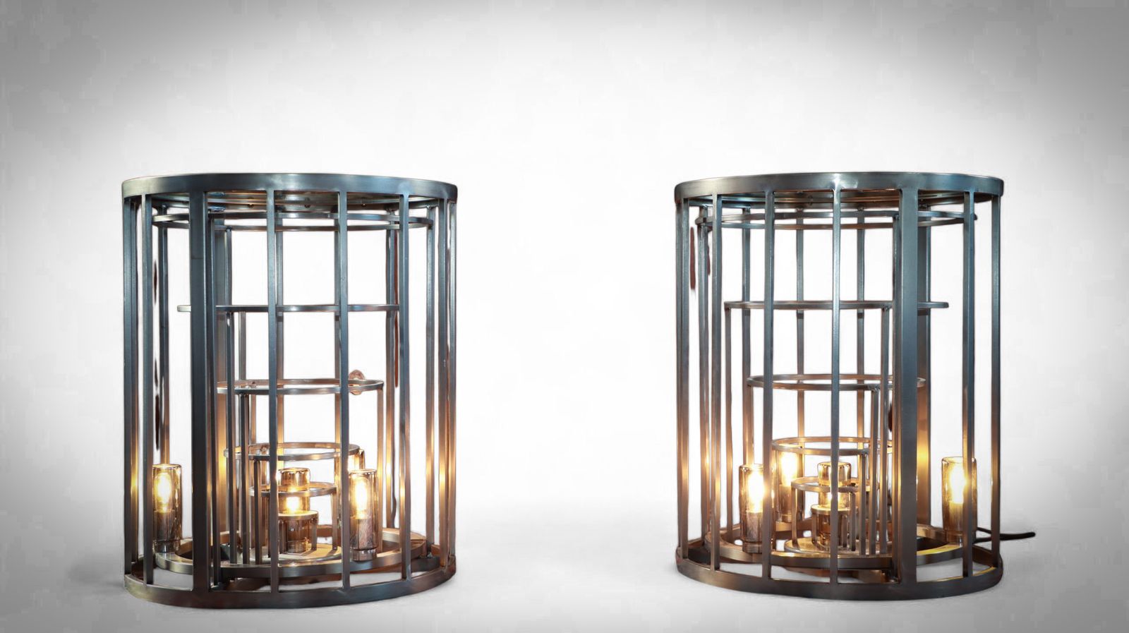 Timothy Oulton Gradient Rex Bedside Tables Pair Sidetable Lamp Natural Metal 🚚 photo furniture