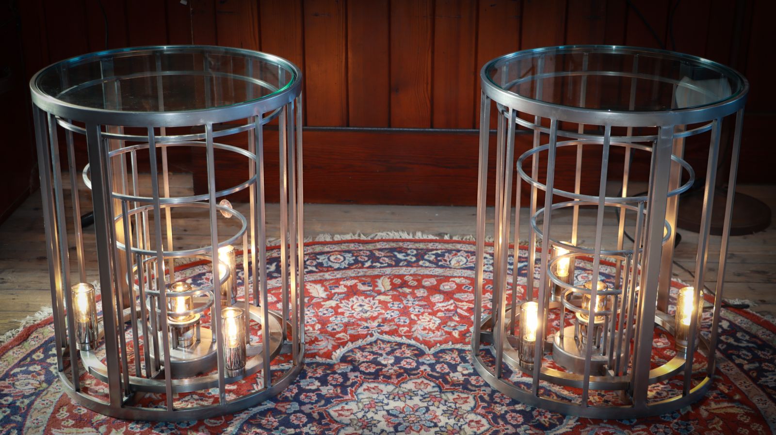 Timothy Oulton Gradient Rex Bedside Tables Pair Sidetable Lamp Natural Metal 🚚 photo Furniture