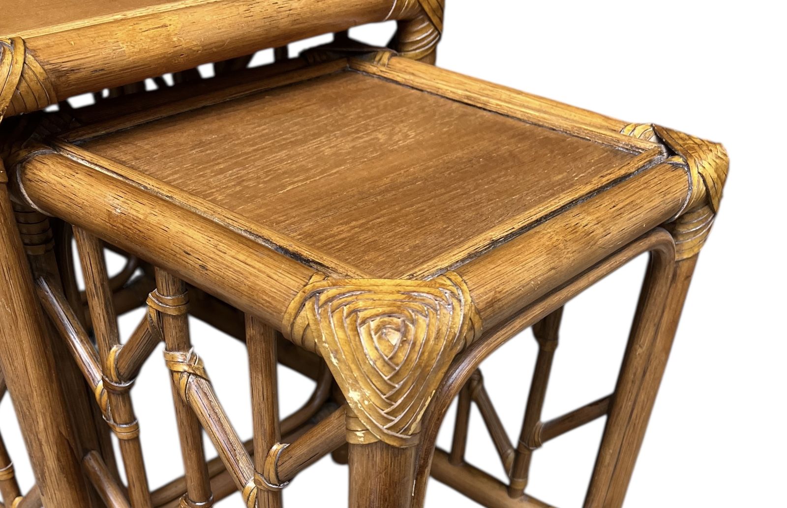 Mid Century Rattan And Bamboo Nest Of Tables photo vinterior