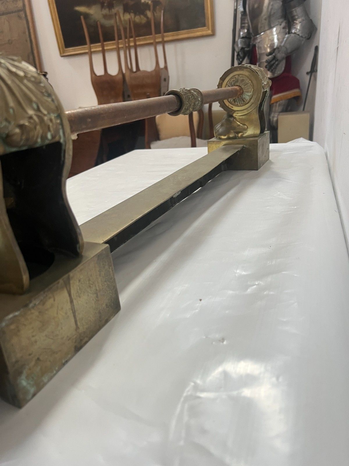 photo for sale 19th Century Gilded Bronze Restoration Vintage Fireplace Bar