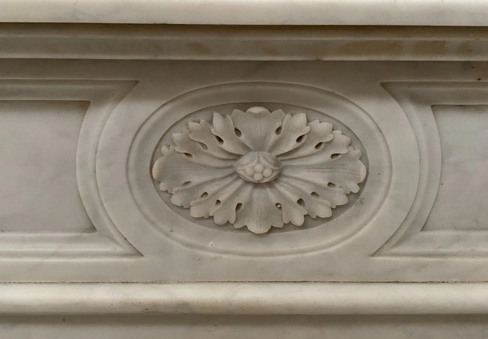 Louis XVI Style Fireplace In White Marble Veined From Carrara 19th Century photo Home Fixtures