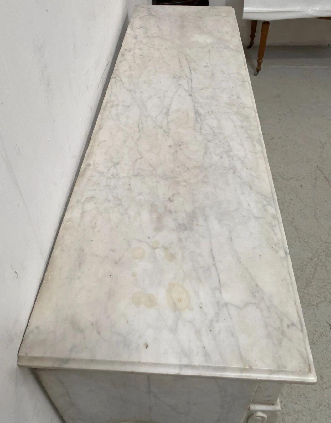 Louis XVI Style Fireplace In White Marble Veined From Carrara 19th Century photo vinterior