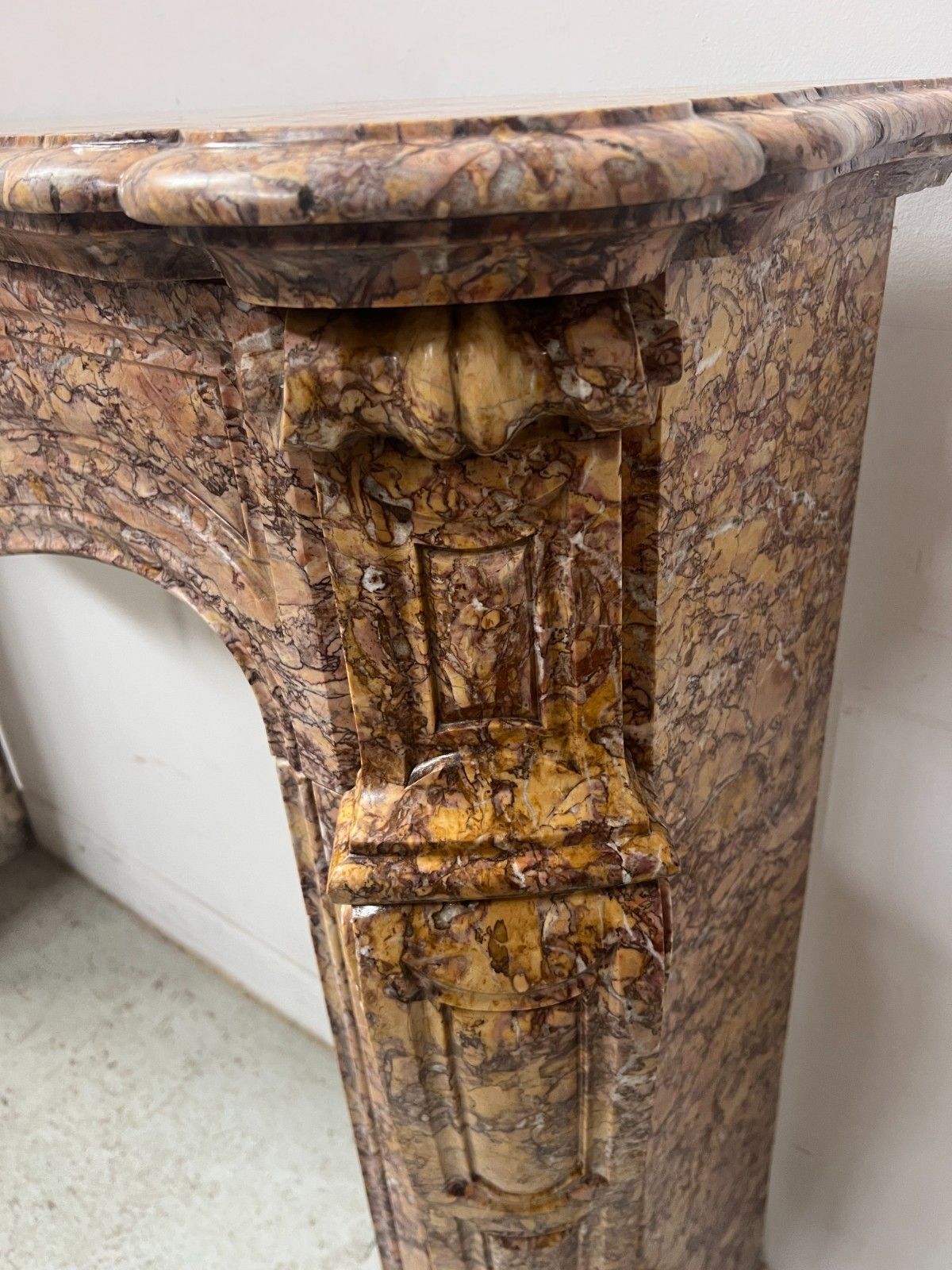 Louis XV Style Fireplace Model Pompadour Marble Breach Speckled 19th Century photo Home Fixtures