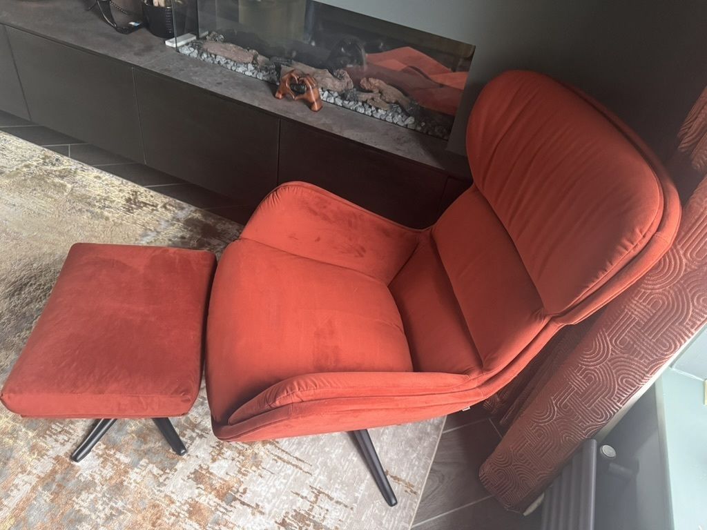 Boconcept Reno Armchair With Swivel Function And Matching Footstool In Burnt Orange / Terracotta photo Furniture