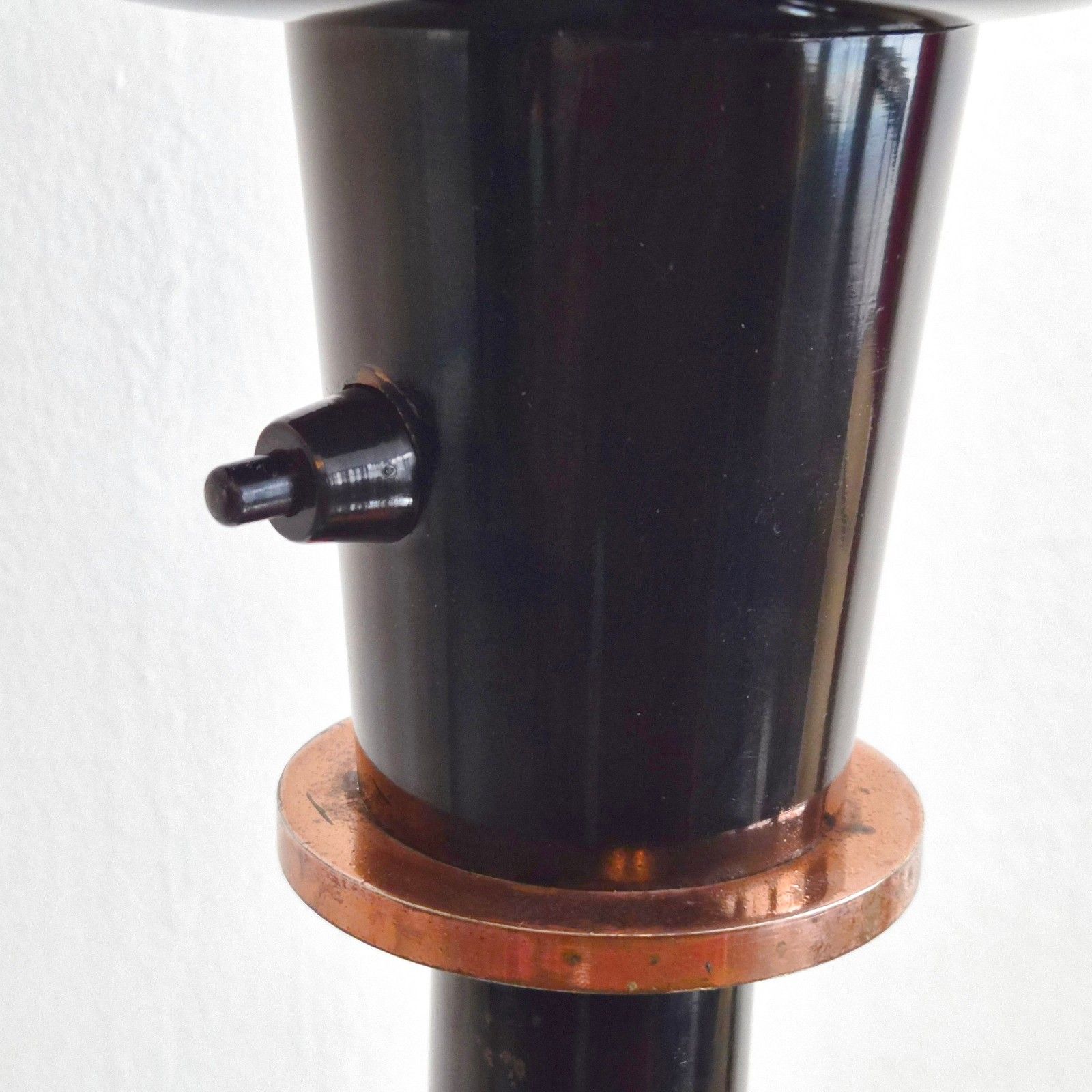 Vintage 1920 1930s Black Metal & Brass Copper Art Deco Floor Lamp 20 30s Retro photo 917.0