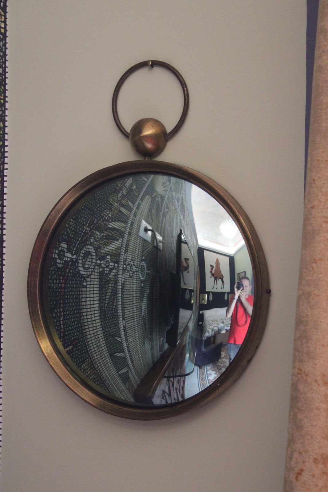 1950s Italian Style Fornasetti Brass Mirror And Green Concave Mirror photo furniture