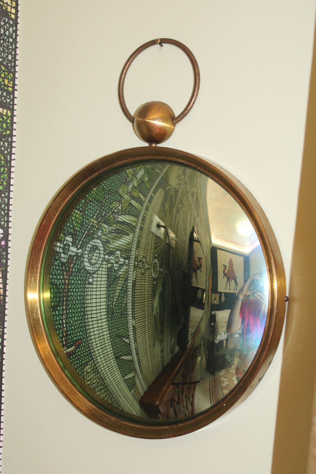 1950s Italian Style Fornasetti Brass Mirror And Green Concave Mirror photo 1605.0