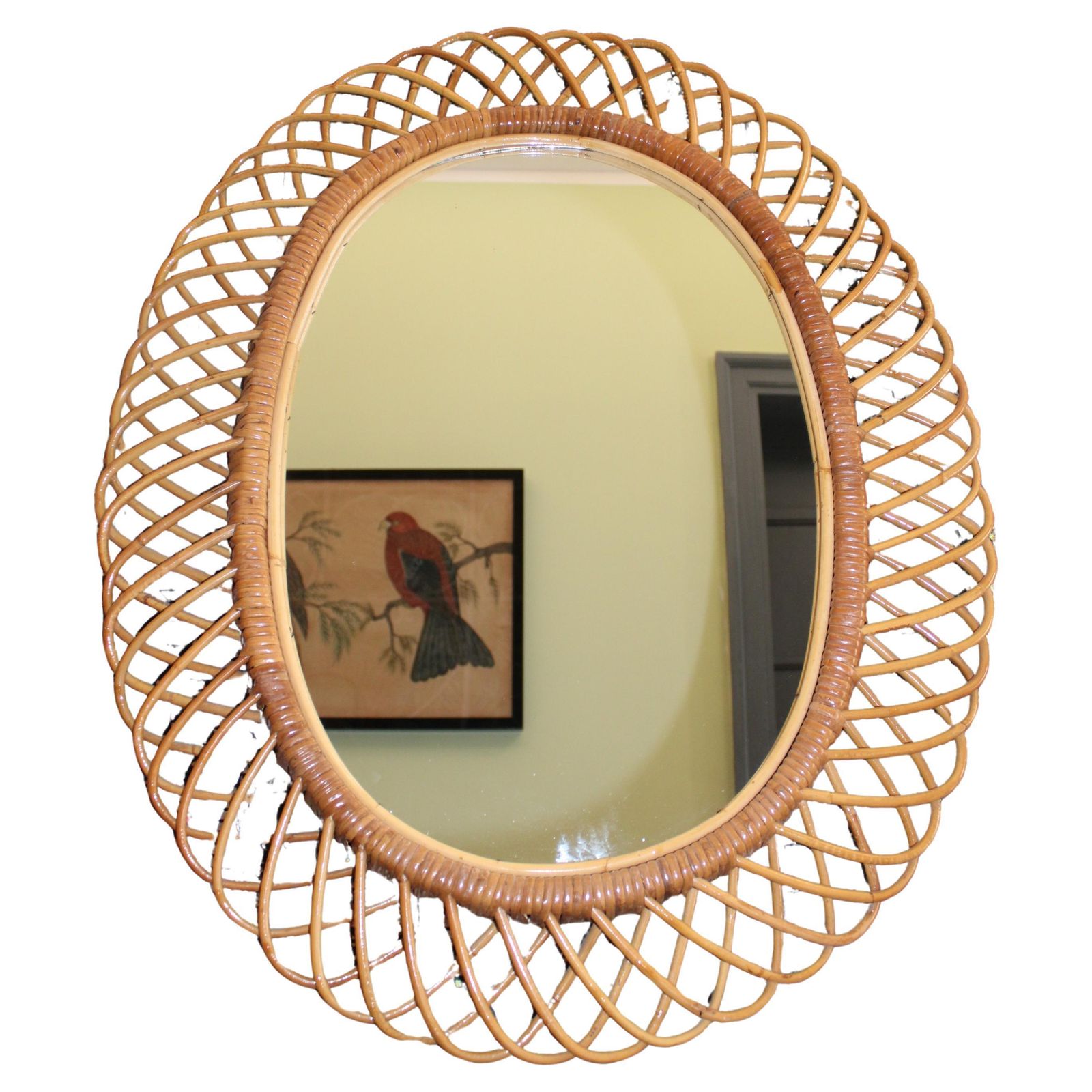 Franco Albini 1950 Oval Bamboo Mirror