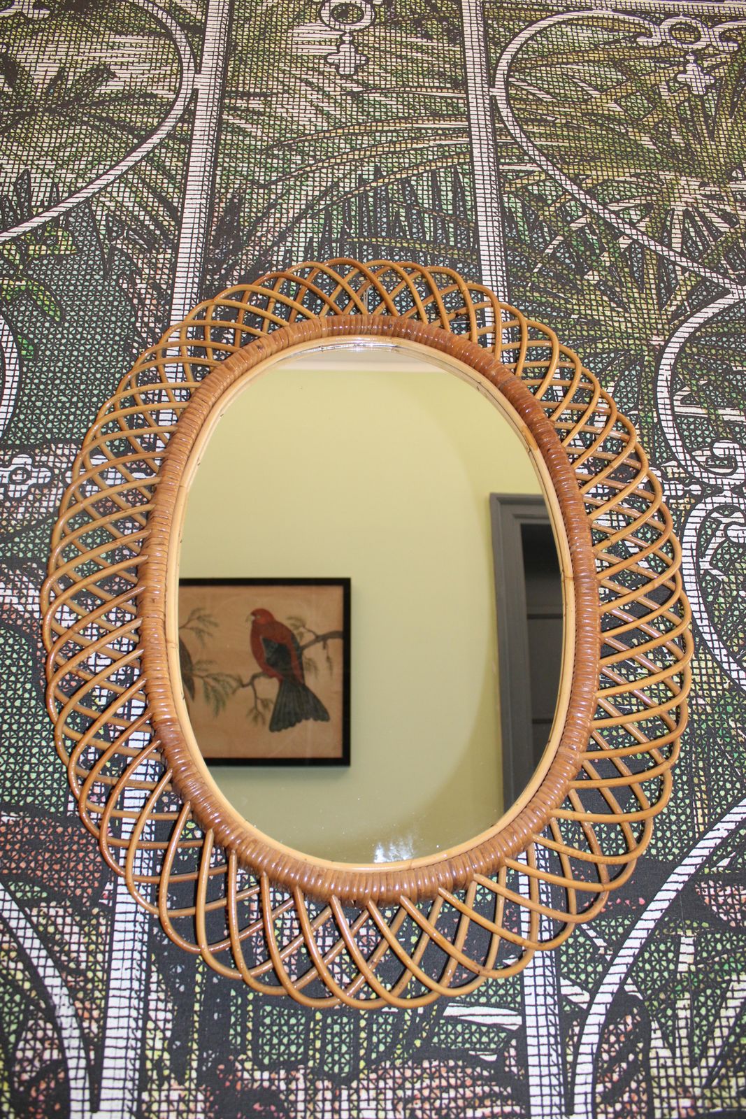 photo furniture Franco Albini 1950 Oval Bamboo Mirror