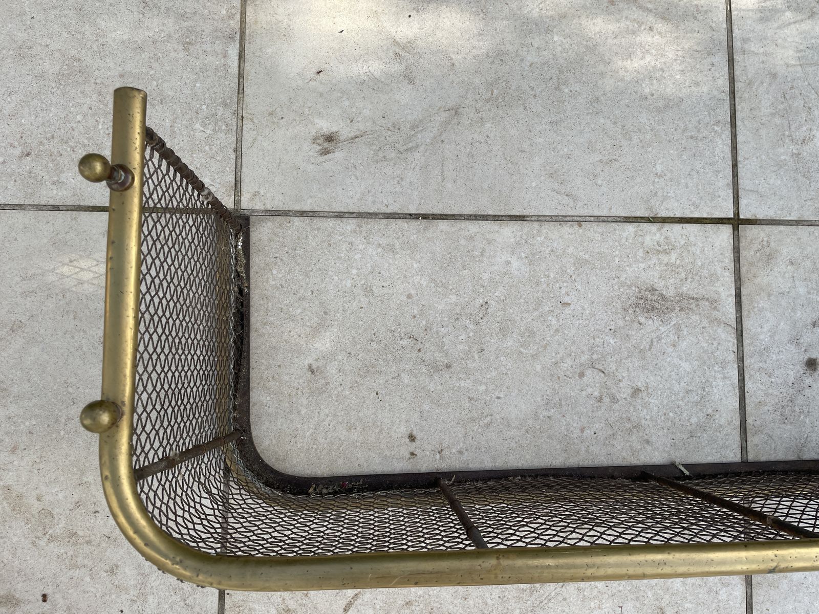 Antique Brass Fireplace Fender Spark Guard Mesh Screen Style Fireside Surround photo furniture