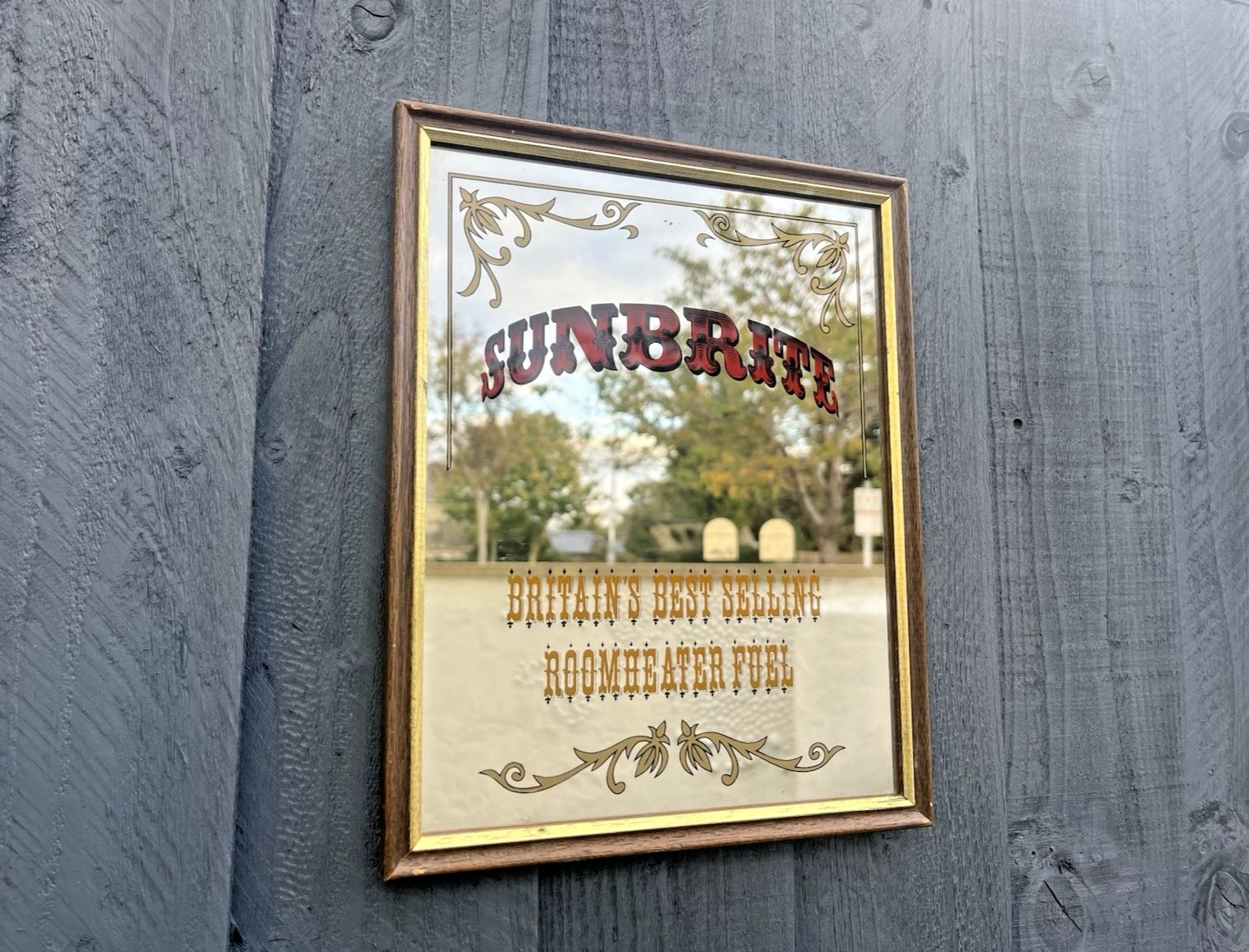 Vintage Sunbrite Fuel Advertising Shop Picture Mirror Coal Mining 50's 60s photo for sale