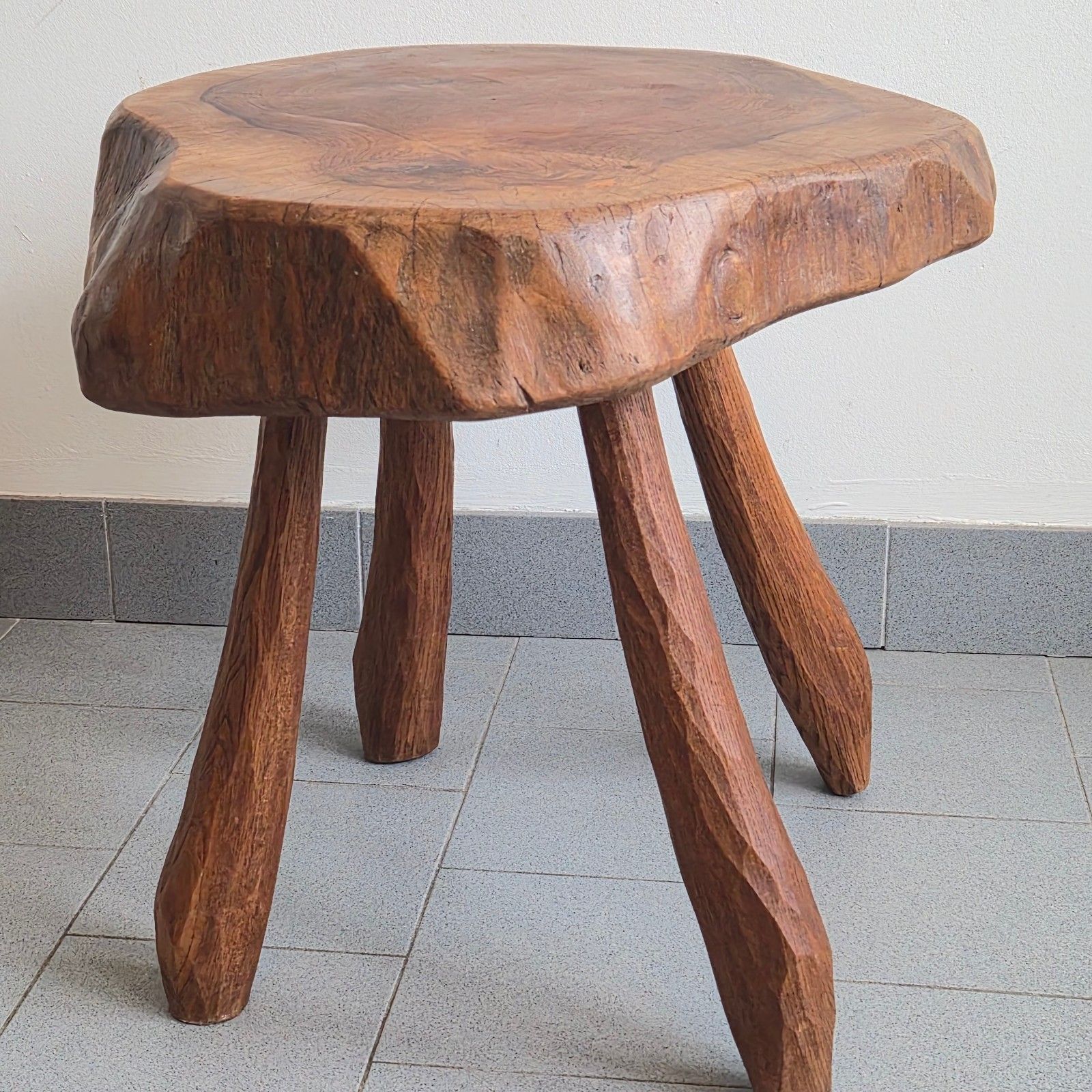 1970 Brutalist Oak Side Coffee Table 70s Dlg Jean Touret Marolles photo 771.0