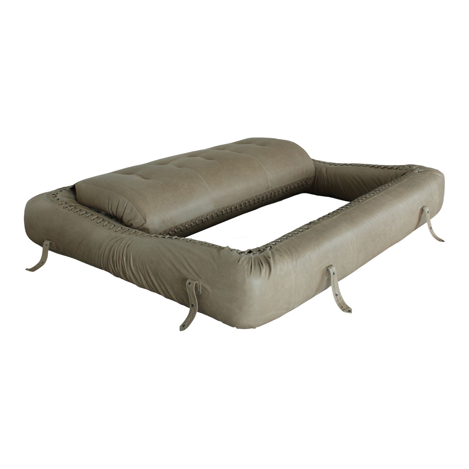 photo vintage Anfibio Three Seater Sofa By Alessandro Becchi For Giovannetti, 1970s, Restored In Grey Leather