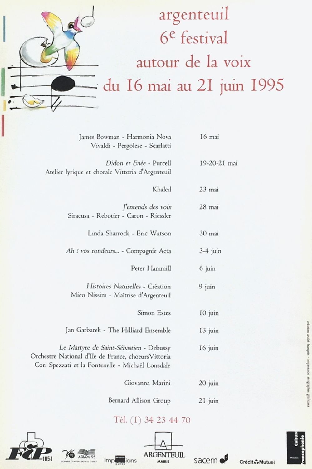 André François Original Poster Poster Vintage Festival D'argenteuil 1995