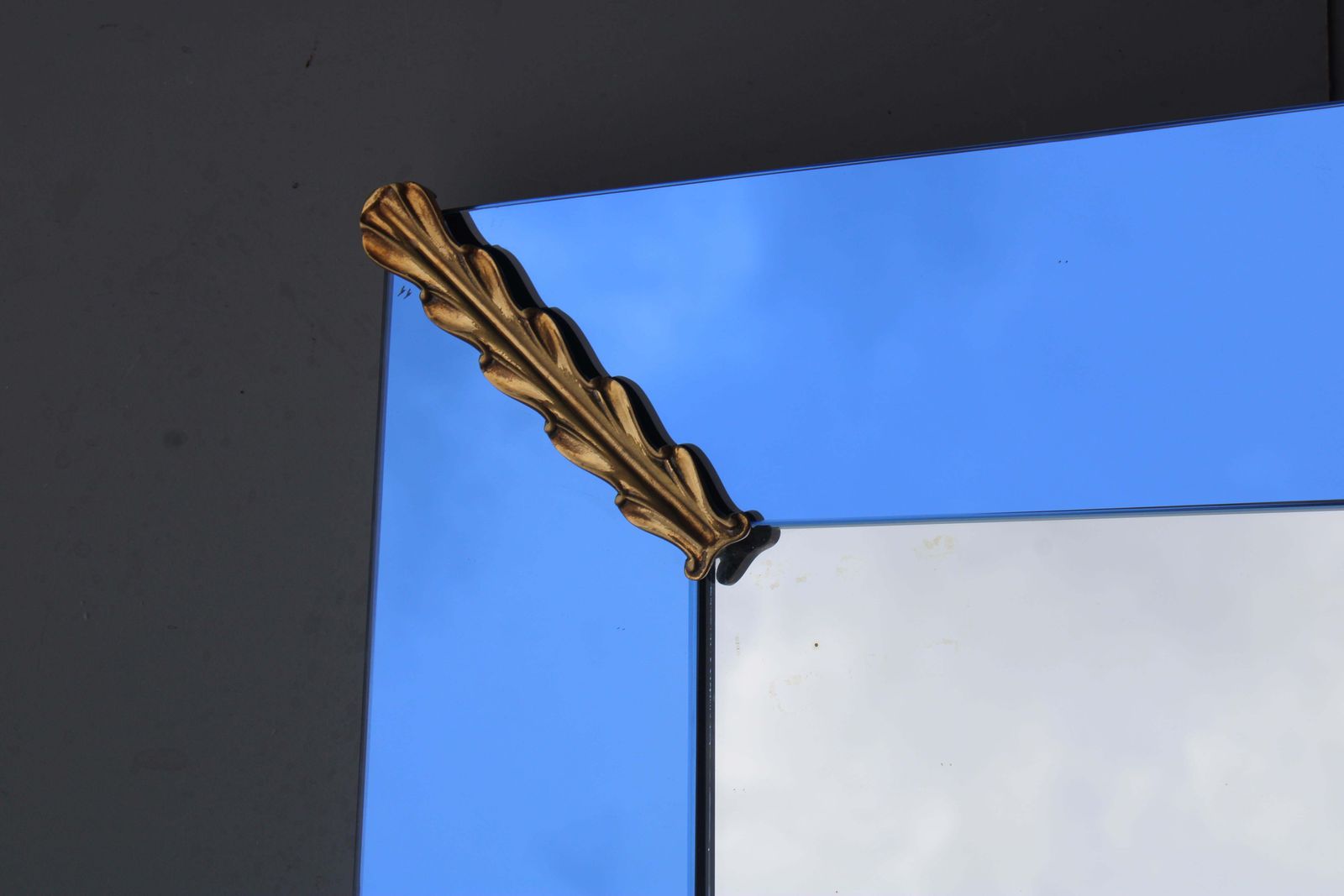 Cobalt Blue Rectangular Mirror With Brass By Pietro Chiesa, 1940, Fontana Arte photo Home Decor
