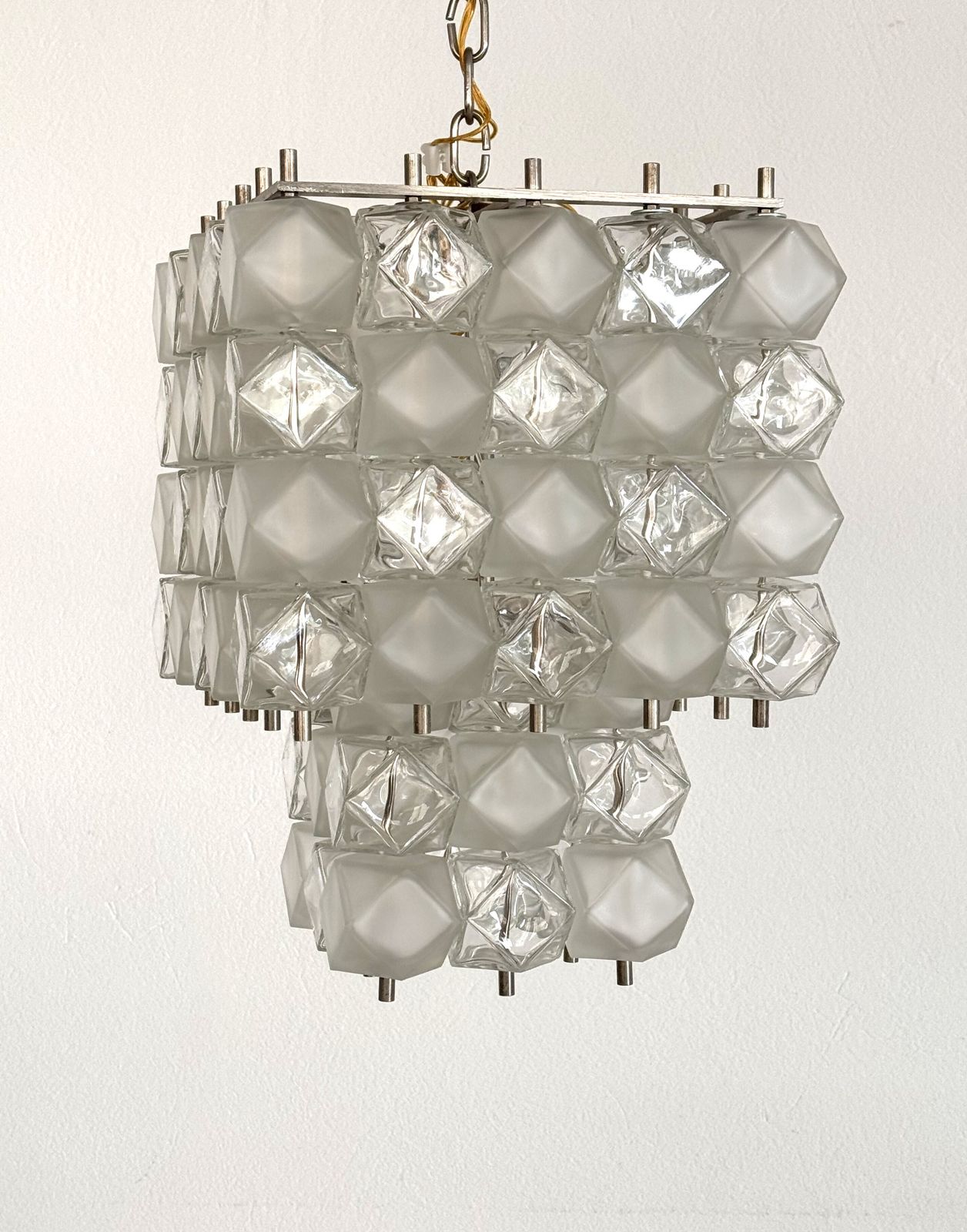 Italian Midcentury Murano Glass Geometric Chandelier By Interlux, 1960s photo Lighting