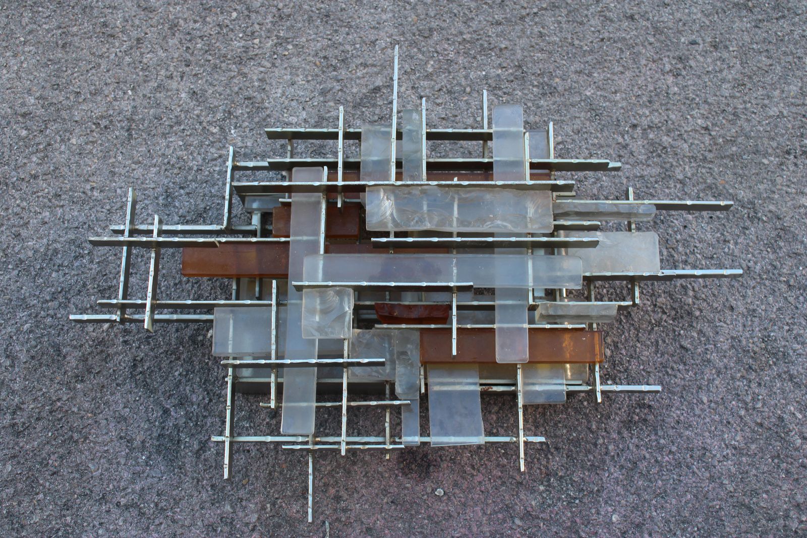 Poliarte Brutalist Minimalist Wall Lamp, Italy, 1960s, Murano And Metal photo vintage