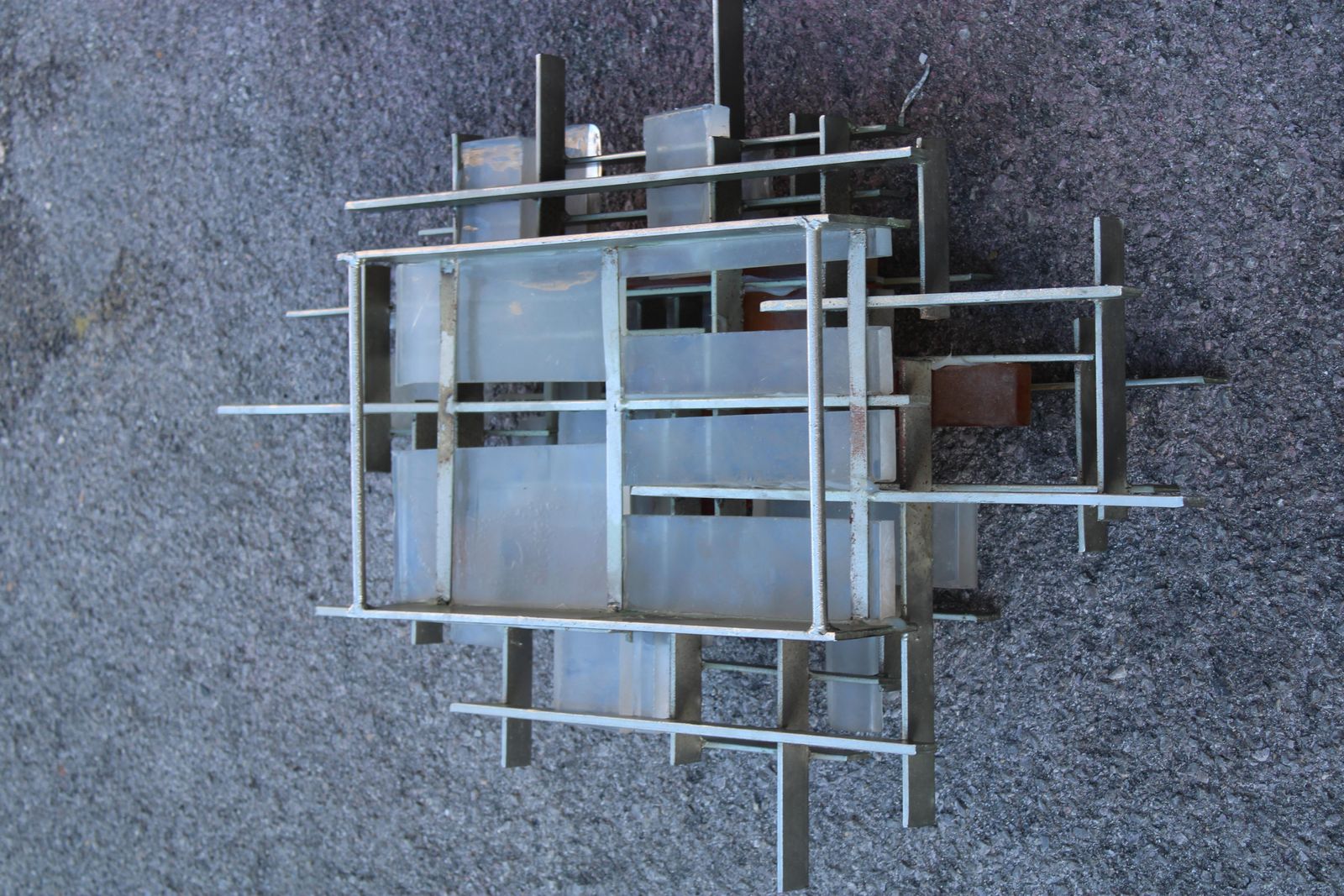 photo vintage Poliarte Brutalist Minimalist Wall Lamp, Italy, 1960s, Murano And Metal