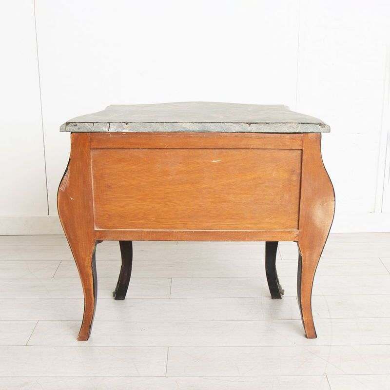 Early 20th Century Antique Pair Of Ebonised Bombe Fronted French Commodes photo Furniture