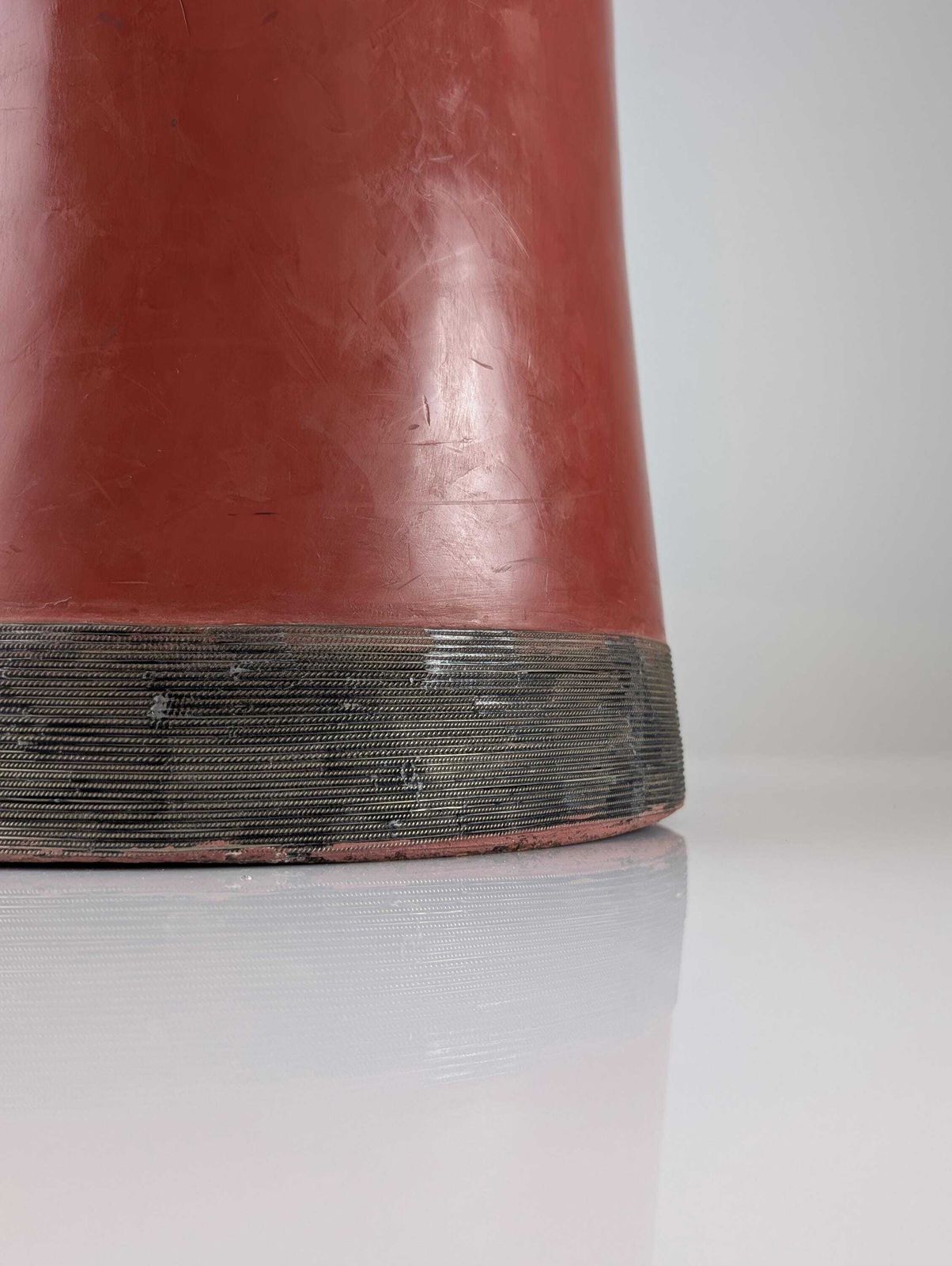 Red Clay Terracotta Table Lamp With Metal Filigree, Vintage 1980s Design photo buy