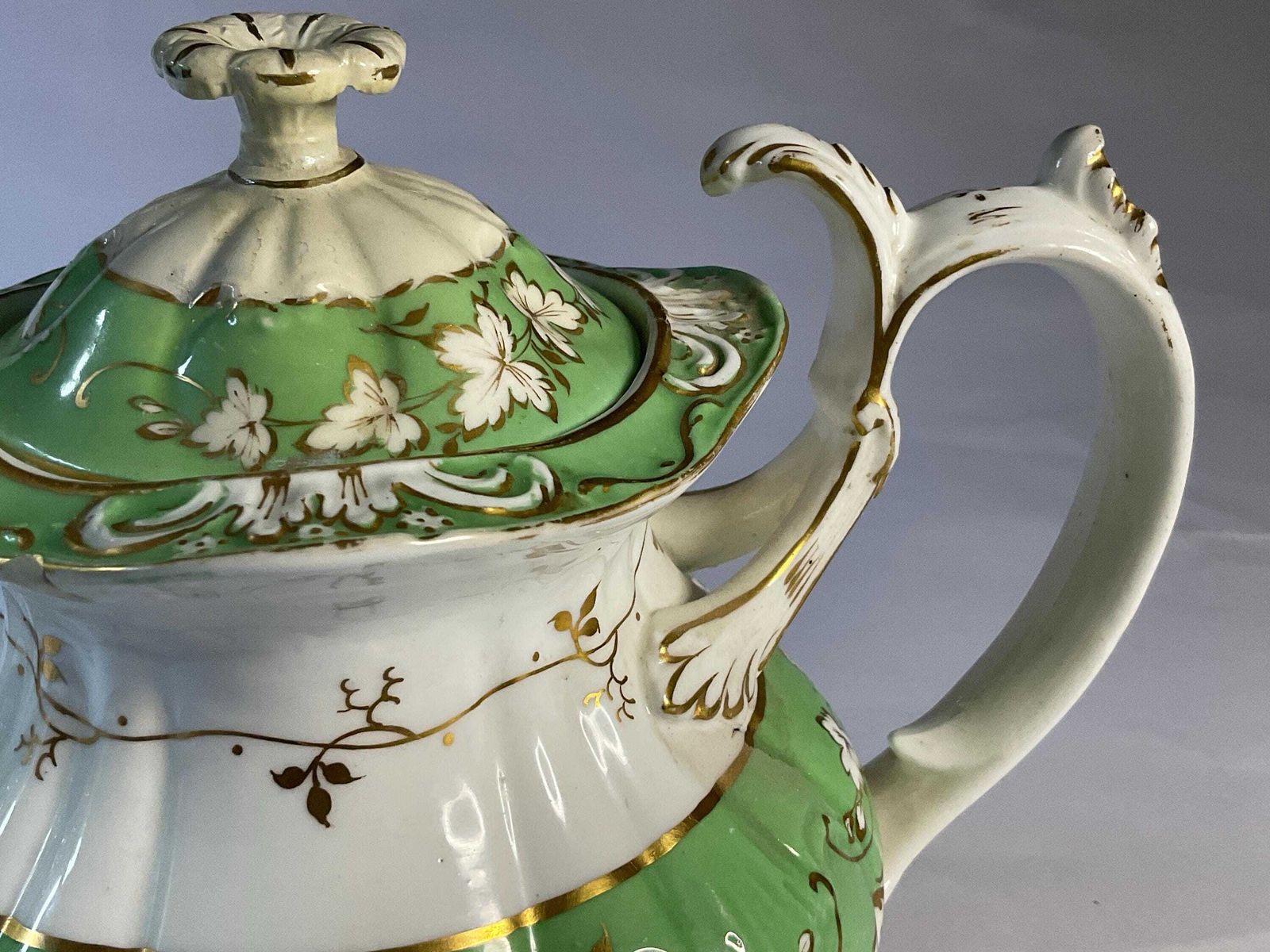 English Porcelain Teapot, Early 19th Century, With Provenance. A Rare Piece. photo vintage
