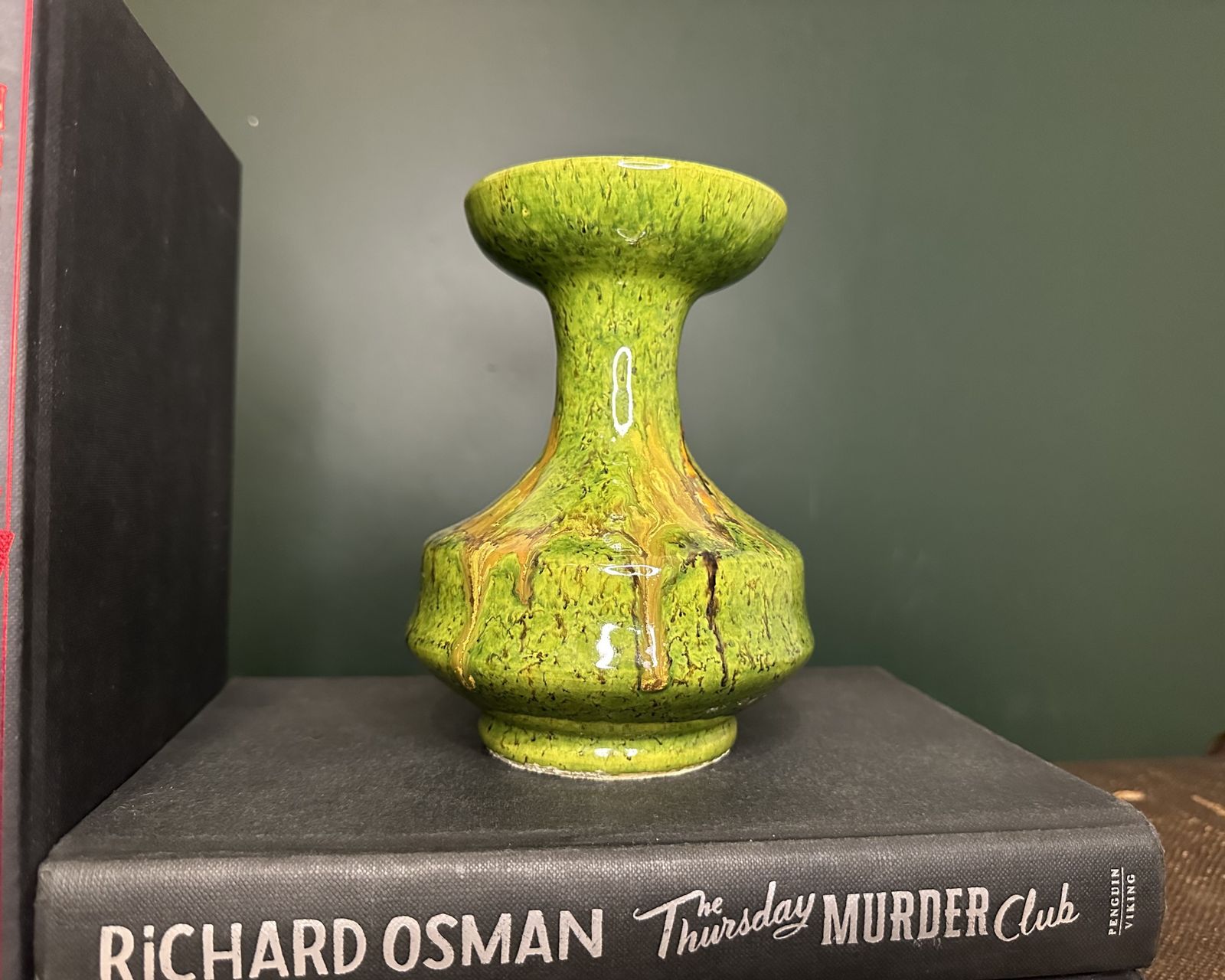 Striking Mid Century Fat Lava Style Drip Glaze Ceramic Vase photo 70.0