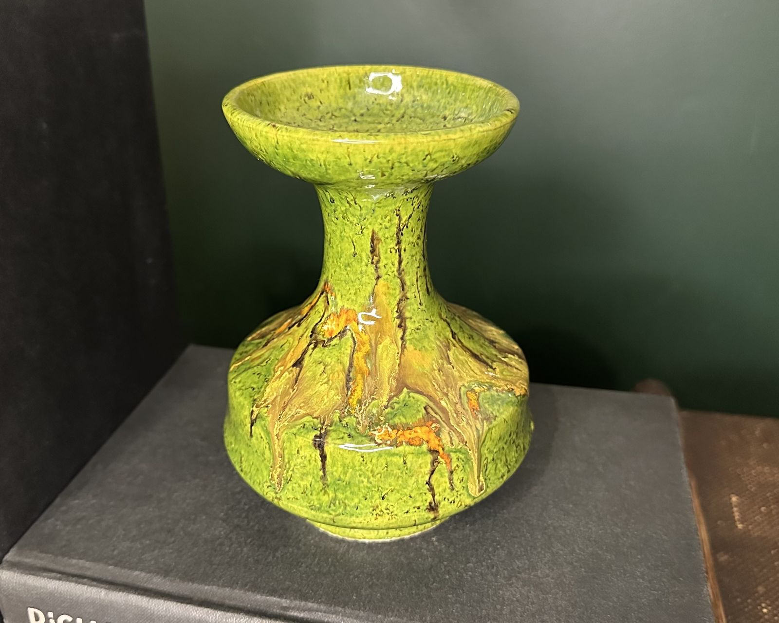 Striking Mid Century Fat Lava Style Drip Glaze Ceramic Vase photo vinterior