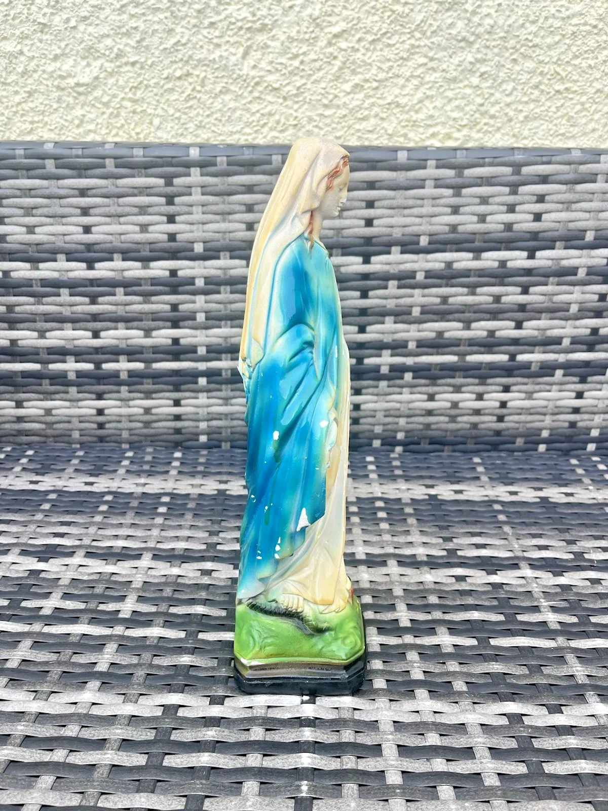 Antique 13" Italian Plaster Chalkware Virgin Mary Figurine Religious Sculpture photo buy