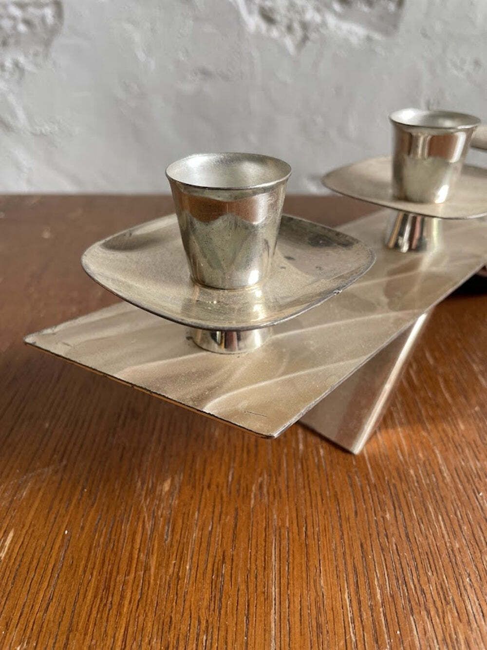 Verzilverde Modernistische Driearmige Kandelaar, Jaren 1960 photo buy