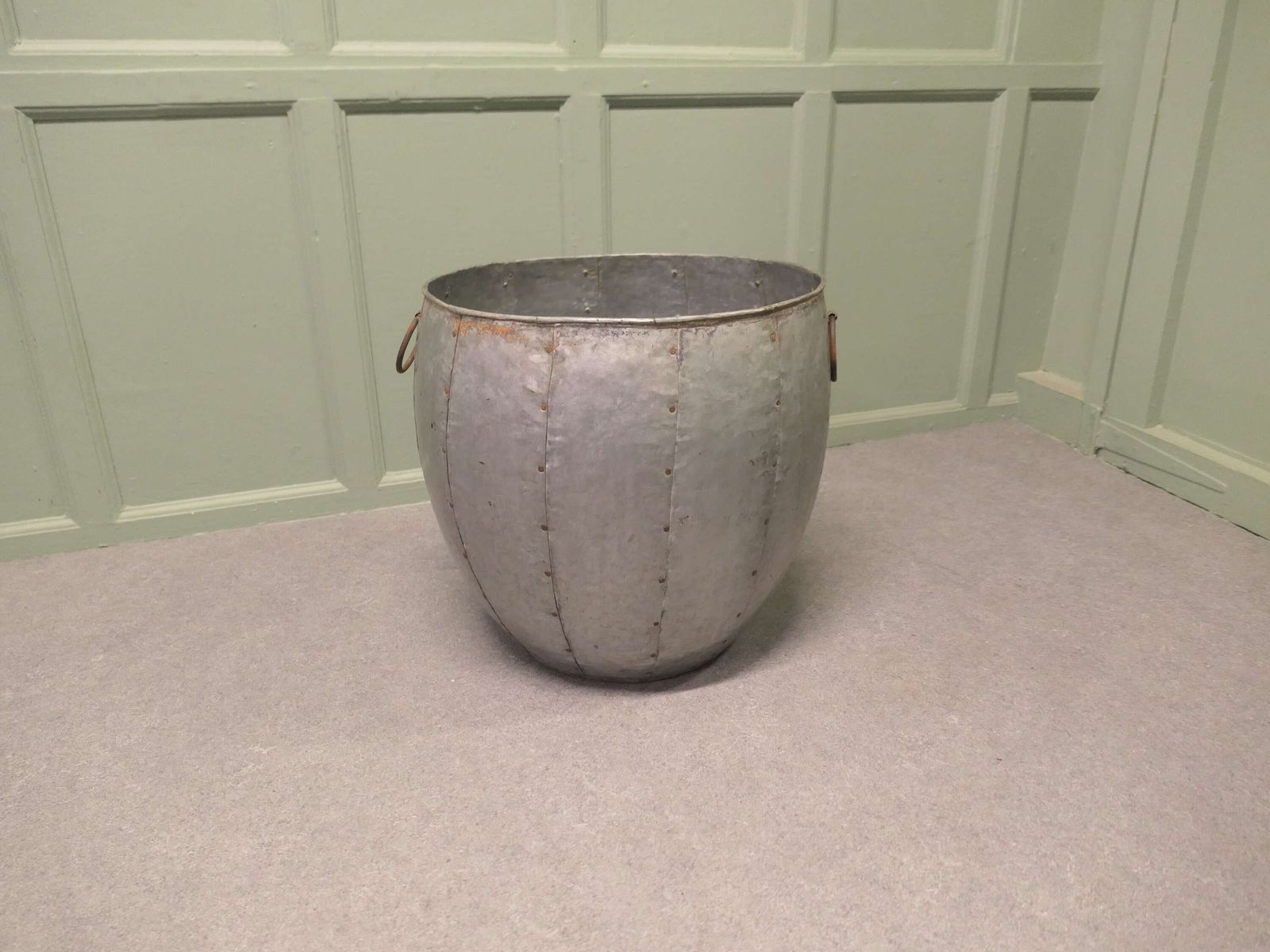 Industrial Look Cauldron Log Basket Or Planter photo 480.0