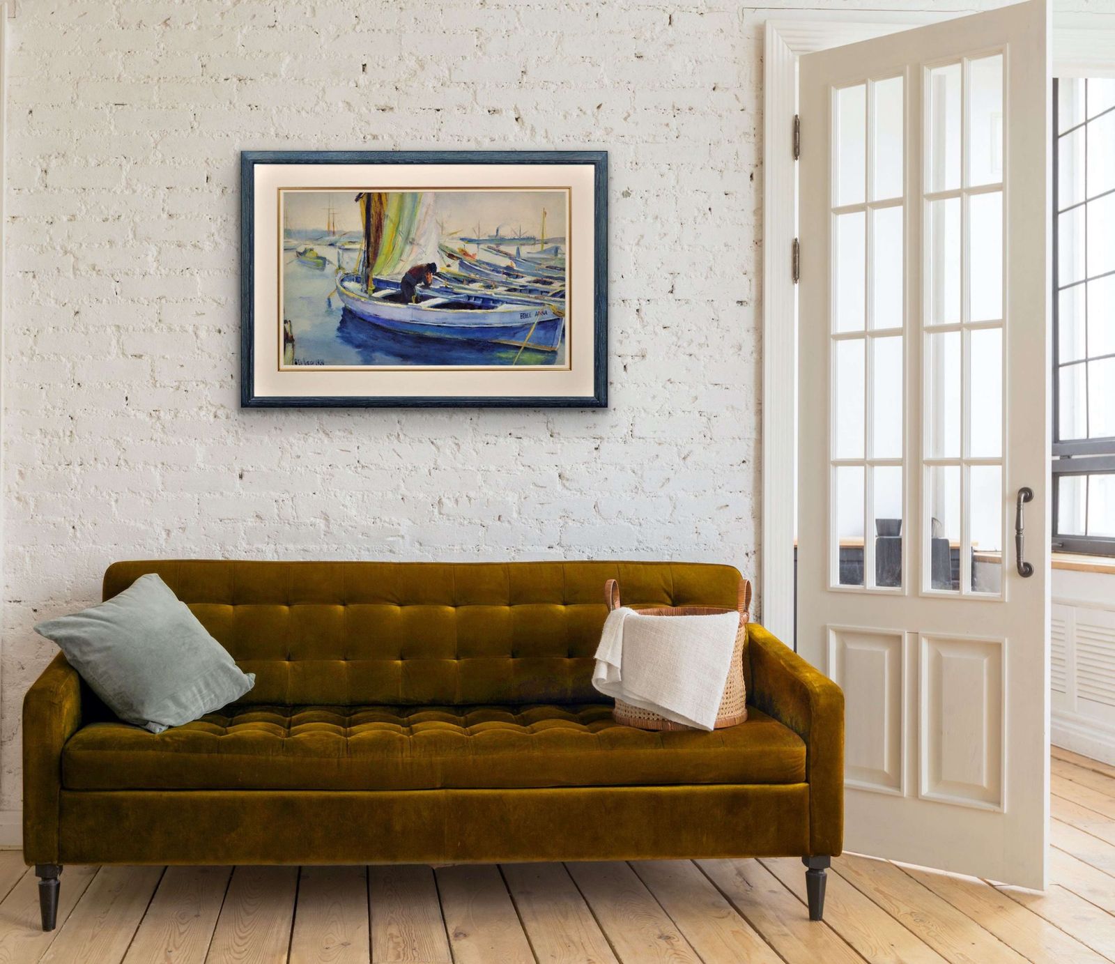 15895.0 Paul Delvaux. La Belle Anna, La Port De Cannes, 1930. Cote D' Azur Watercolour Painting. photo
