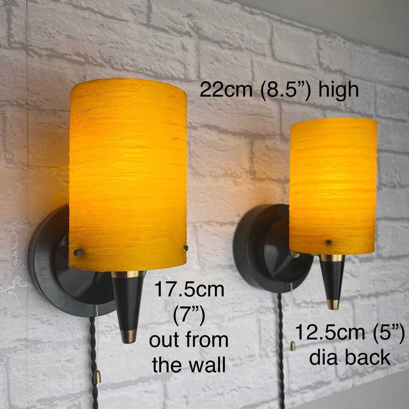 Pair Of Mid Century Wall Lights, Orange And Black. photo for sale