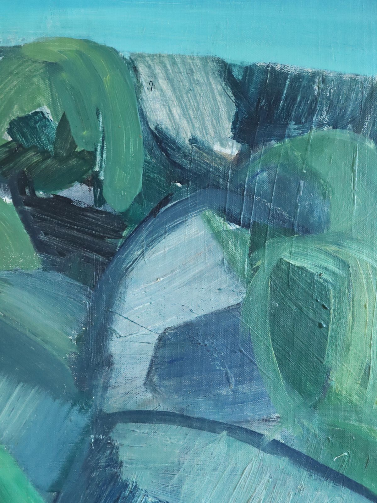 Hillside Rhythm  Oil Painting, Mid 20th Century photo Art