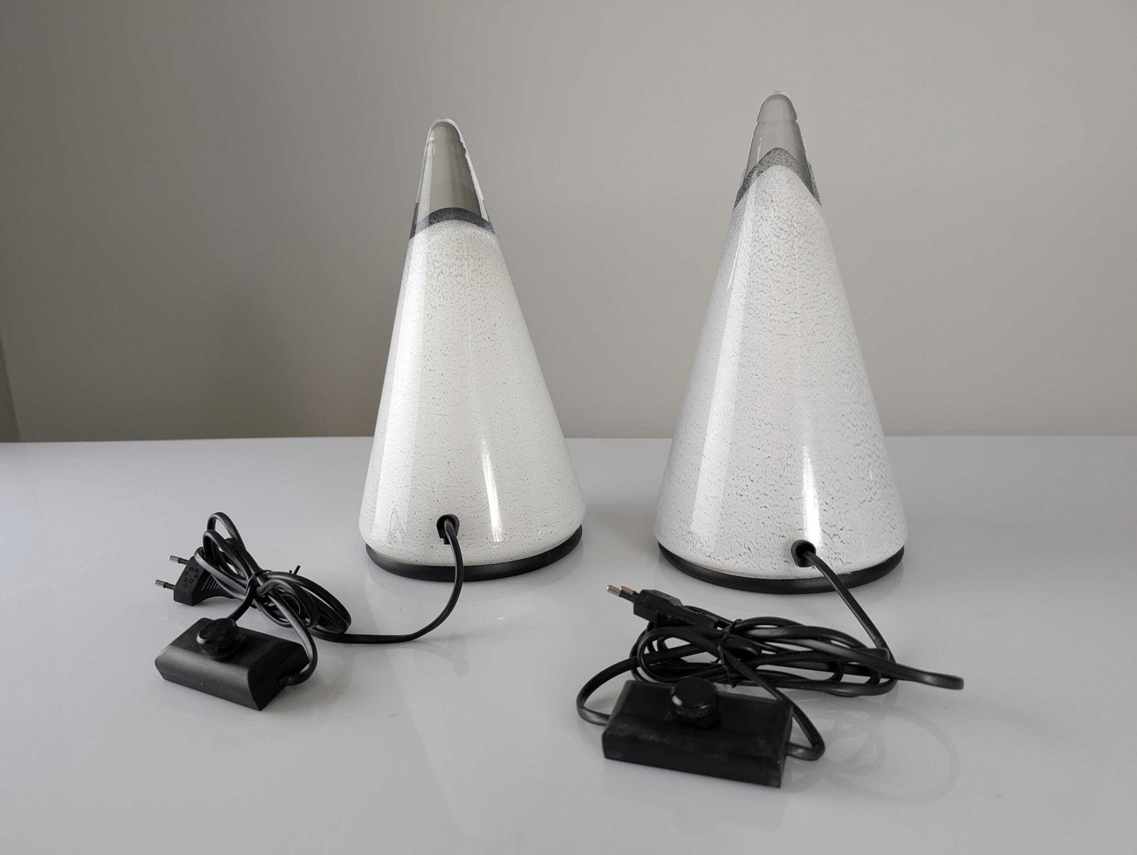 Pair Of Italian Murano Glass Conical Table Lamps From The 1980s photo vinterior