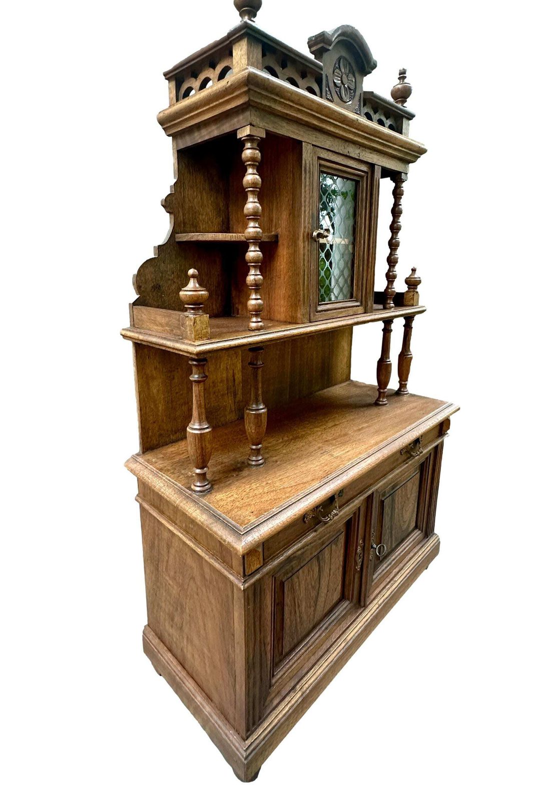 French 1920 Miniature Buffet Cabinet In Solid Walnut, Antique Doll Furniture, Mini Hutch, Collectible French Decor, Holiday Gift photo buy
