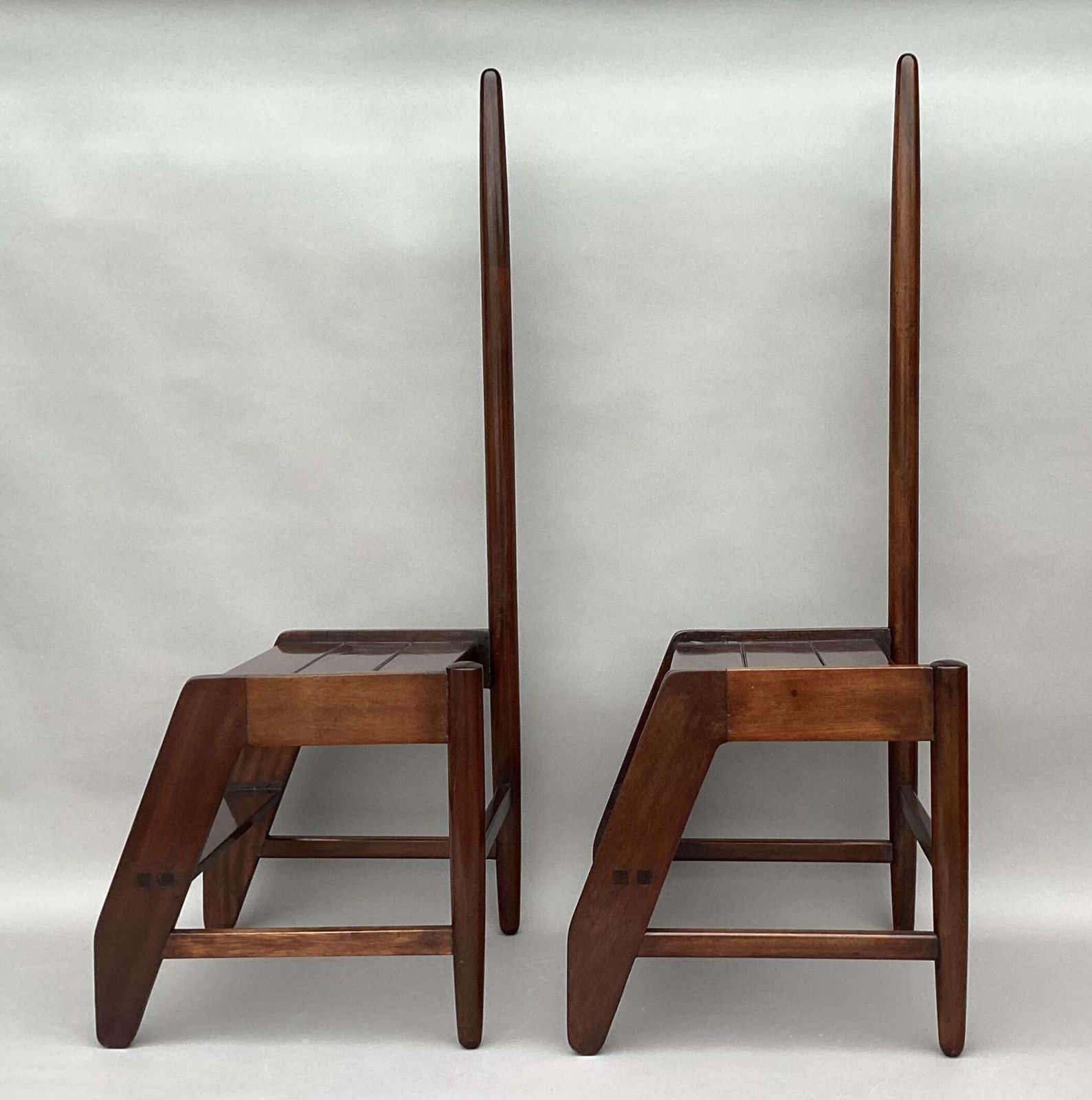 Early C20th Pair Of Mahogany Library Steps Of Unusual Form photo Home Decor