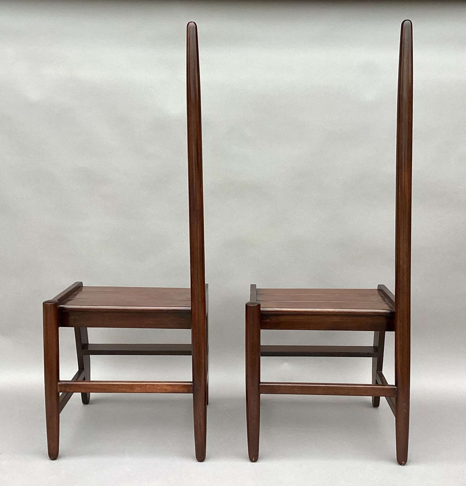 Early C20th Pair Of Mahogany Library Steps Of Unusual Form photo vintage