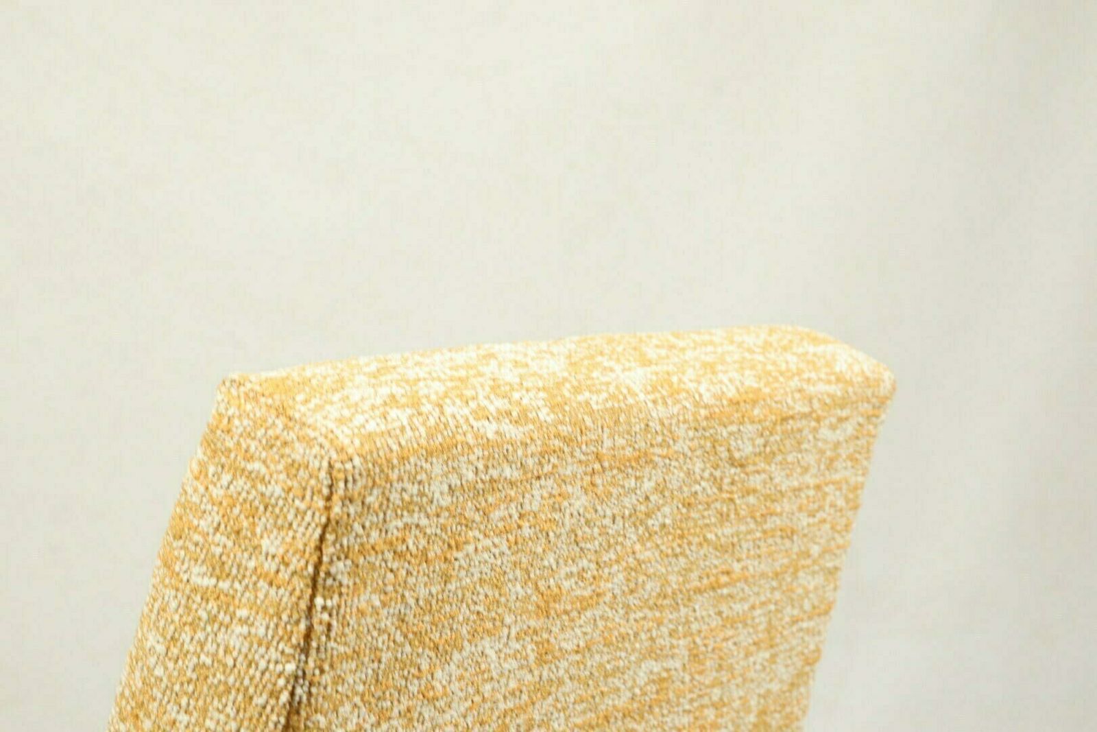 Vintage Armchair Yellow Mellow Fabric Natural Wood Mid Century Modern Design photo vinterior