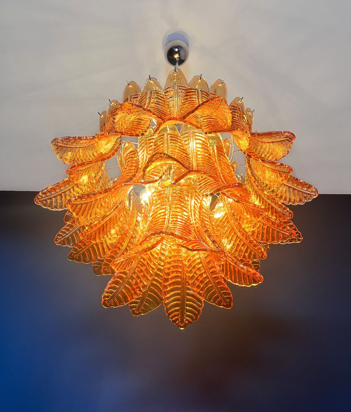 Italian Murano Three Tier  48 Amber Felci Glass Chandelier photo buy