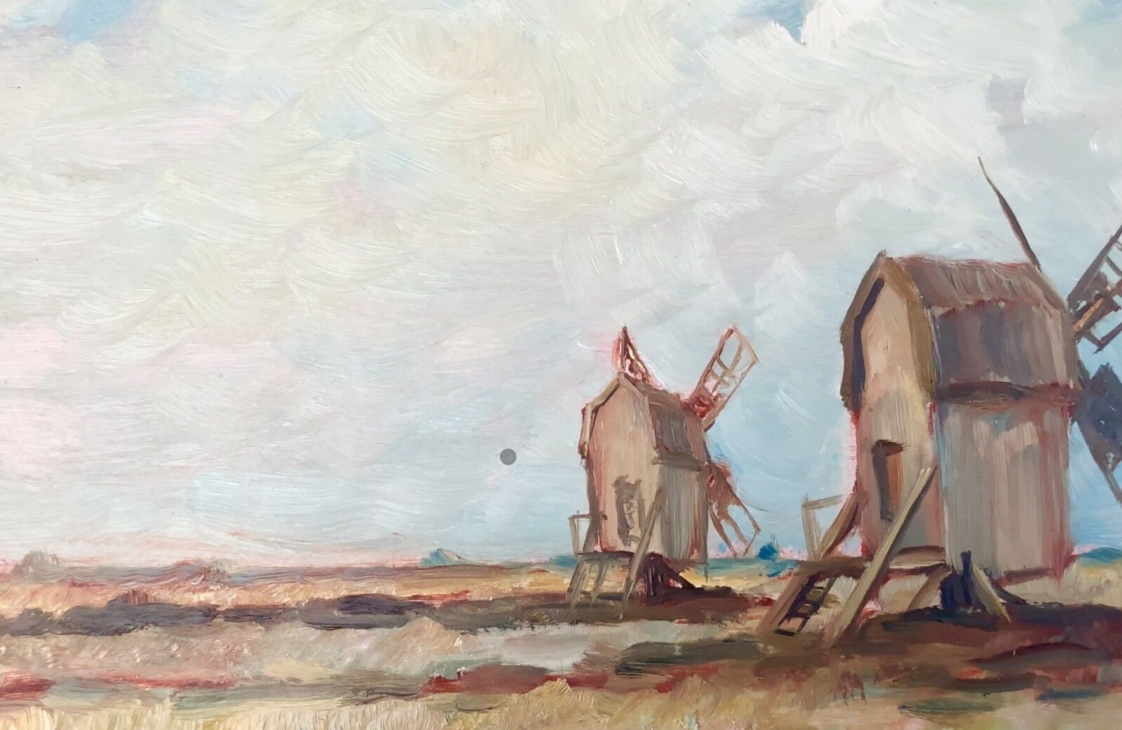 Vintage Windmill Oil Painting, Signed L. Carlson 1960s photo 108.0
