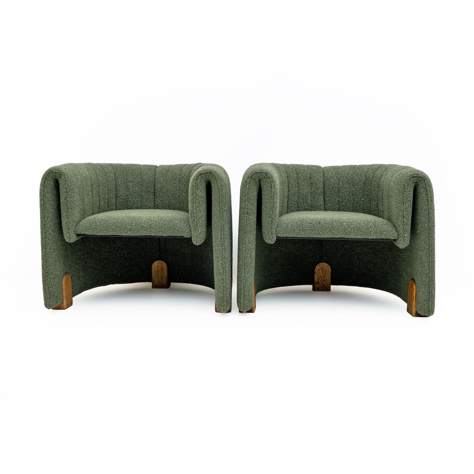 photo for sale Pair Of Italian Design Bouclè Armchairs