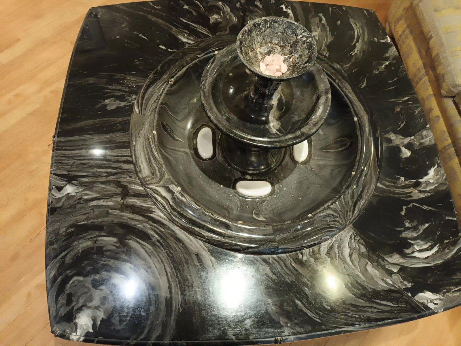 Grand Alabaster Marble One Of A Kind Fountain Table For Indoor Usage With Lights photo for sale