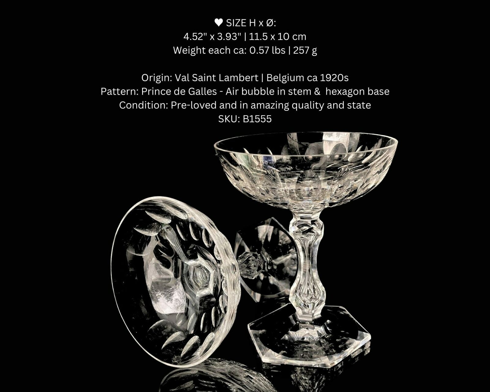 Gereserveerd | Val Saint Lambert Coupes | 4 Stuks | Luchtbel | Model Baroche, Prince De Galles | Ca. 1920 photo 320.0