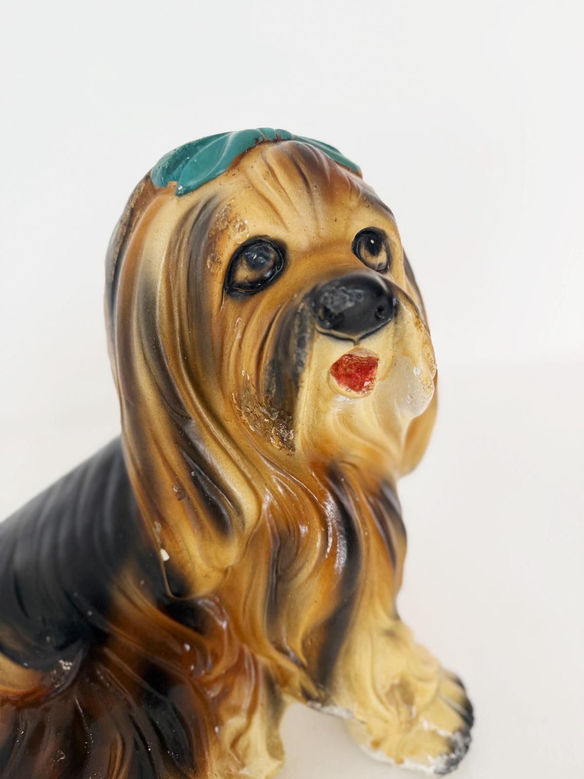 Vintage Hand Painted Resin Shih Tzu Dog Statue photo furniture