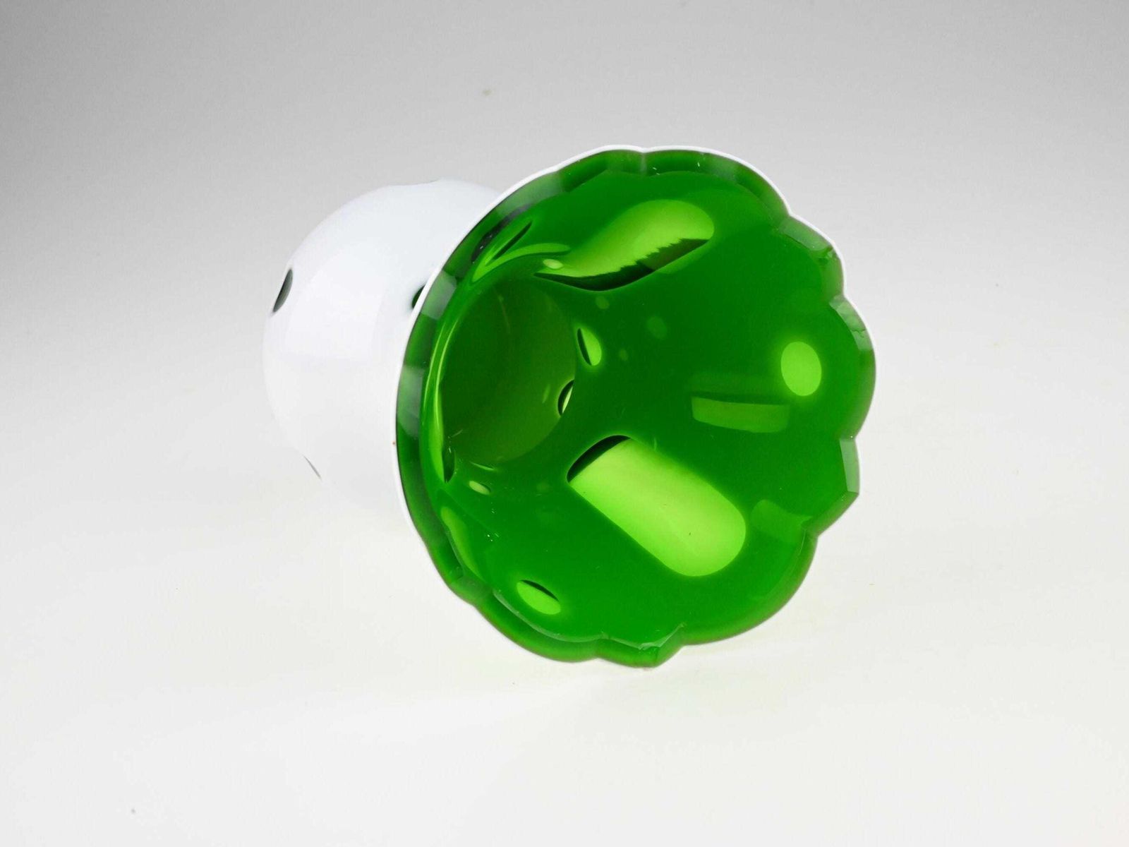 Antique Glass Vase With Green Spots And Cut Outs, Green And White Glass Vase, Czech Glass Vase, Mid Century Vase, Glass Vase, Handmade Vase photo buy