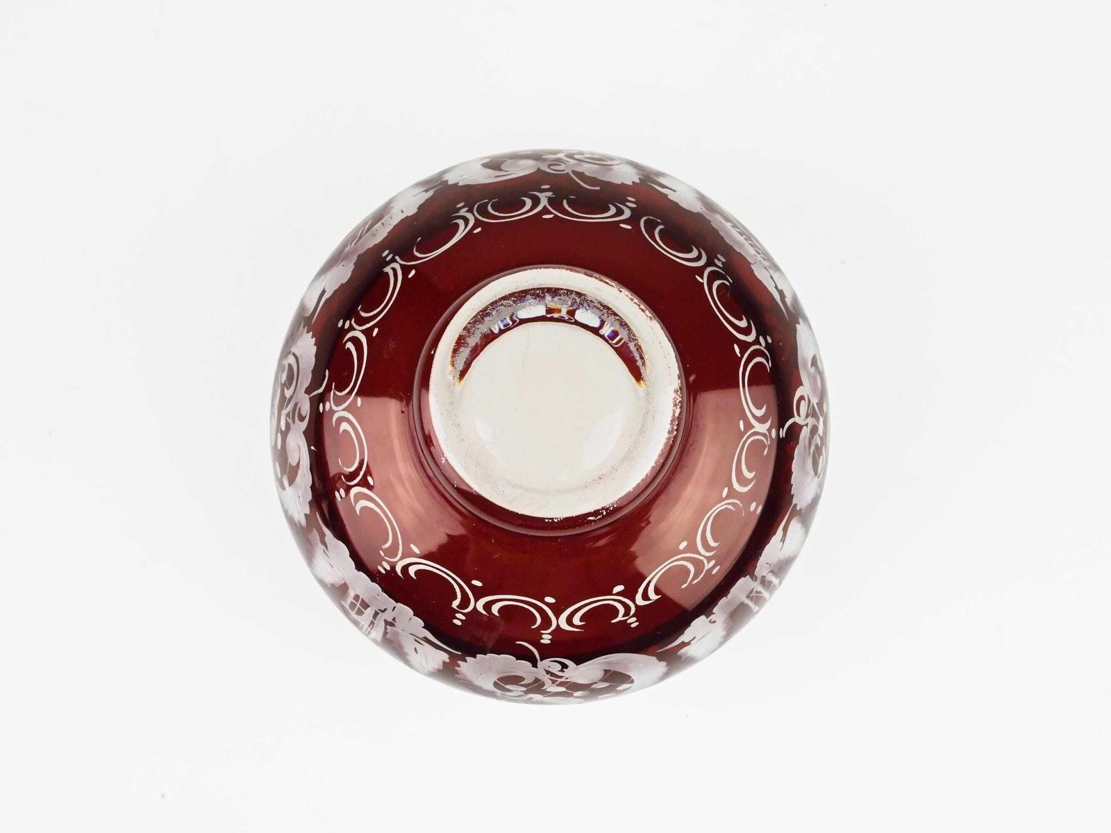 photo for sale Egermann Ruby Red Glass Candle Holder & Bowl Set, Egermann Candle Holder, Egermann Bowl, Red Cut Glass, Red Cut To Clear Glass, Red Glass