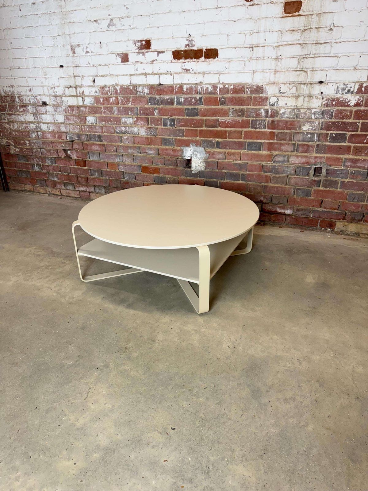 Contemporary Modern Mid Century Design Coffee Table In Ivory Wood And Metal. Italian Design photo for sale