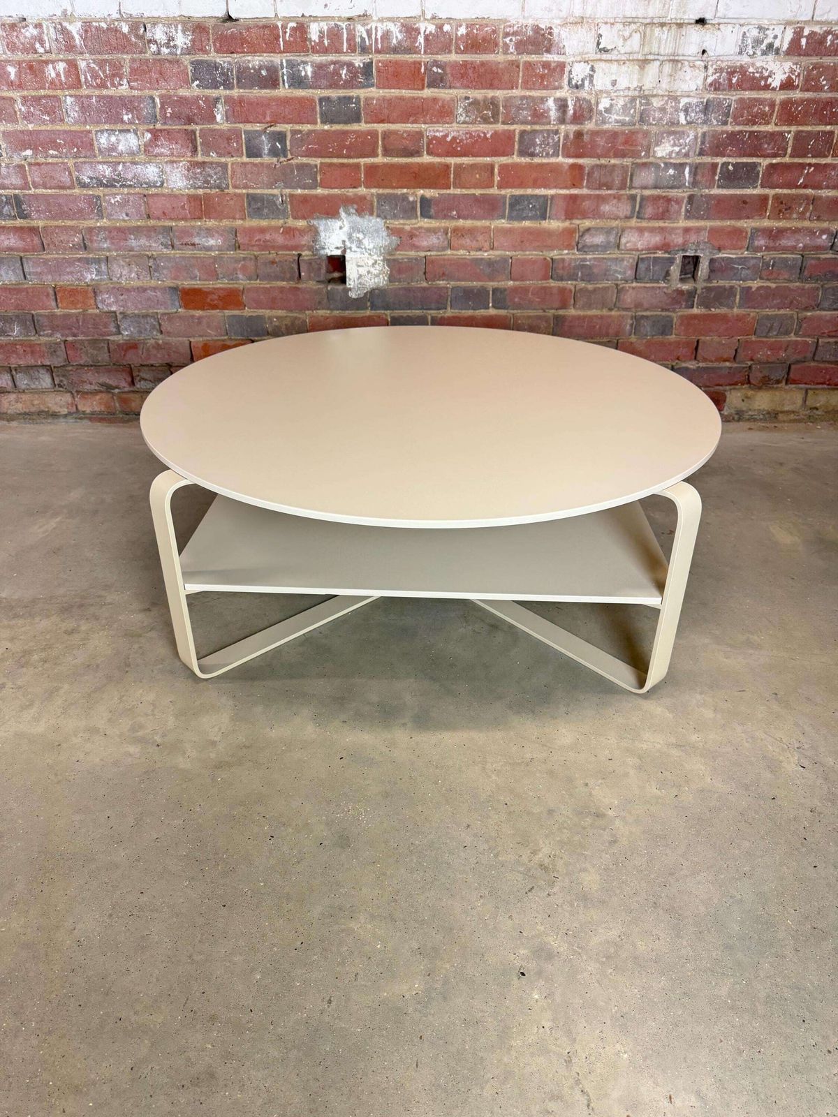 Contemporary Modern Mid Century Design Coffee Table In Ivory Wood And Metal. Italian Design photo buy