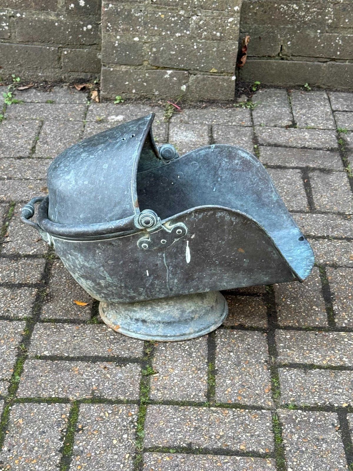 Antique Victorian Copper And Brass Coal Scuttle – 19th Century English Fireside Log Holder, Antique Coal Bucket, Vintage Planter photo furniture